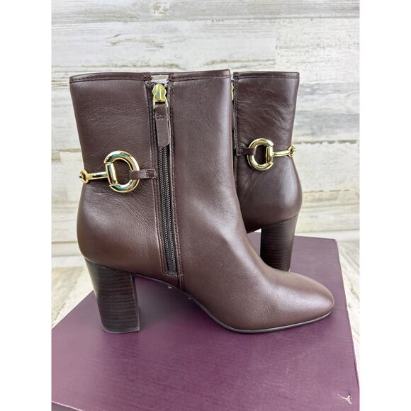 Johnston & Murphy Charlotte womens 8 1/2 brown leather bit ankle bootie new - Picture 6 of 10